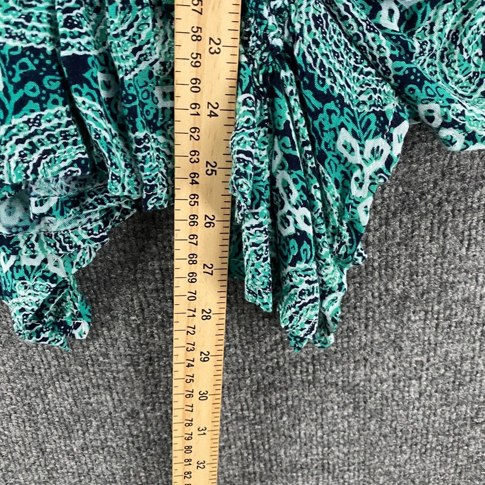 World Market Blouse Top Womens L/XL Green Paisley Pullover Poncho Beachy Boho - Picture 6 of 7